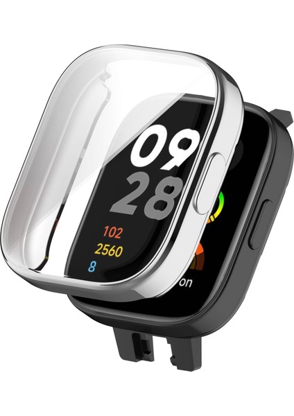 Xiaomi Redmi Watch 3 360 Derece Korumalı Kasa ve Ekran Koruyucu Watch Gard 30 Gümüş