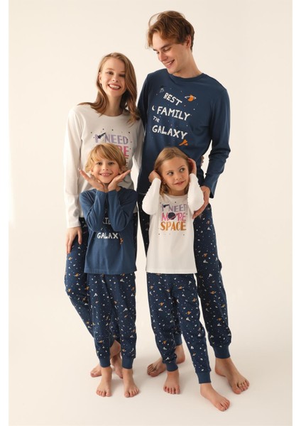 Erkek İndigo Çocuk Pijama Takımı
