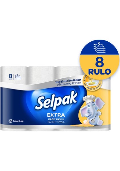 Extra Yağ Emici Kağıt Havlu 8'li