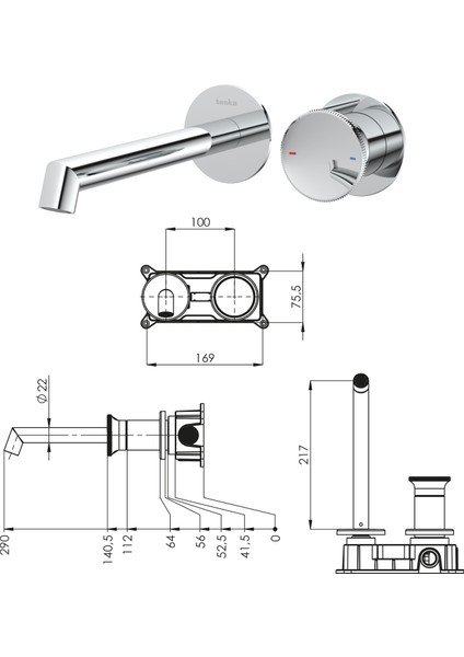 E 5508 Arte Ankastre Lavabo Bataryası-Full Siyah fiyatları