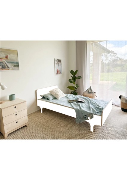 Markaawm Safran Beyaz Karyola Çocuk Genç Odası Yatak Bebek Yatak