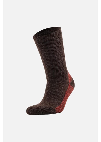 Unisex Alpaka Yünü Havlu Kışlık Kahve/kırmızı Soket Çorap - M 6005-KK modelleri