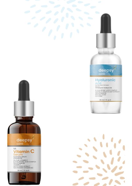 Deepsy Care Hyaluronic Acid & C Vitamini Serumu 2'li Serum Paketi - Cilt Serumu