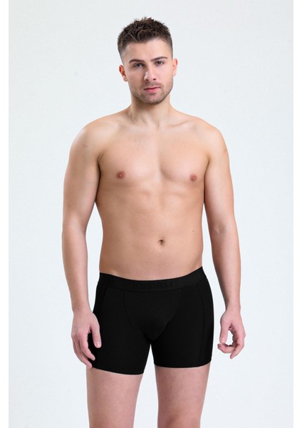 Erkek Pamuklu Beli Lastikli 2'li Siyah/siyah Boxer - M Bxr-Ss-4