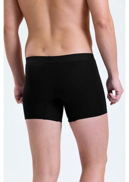 Erkek Pamuklu Beli Lastikli 2'li Siyah/siyah Boxer - M Bxr-Ss-4