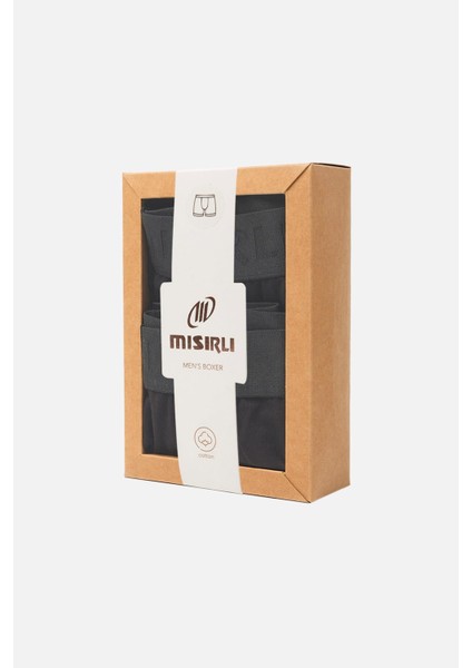 Erkek Pamuklu Beli Lastikli 2'li Siyah/siyah Boxer - M Bxr-Ss-4