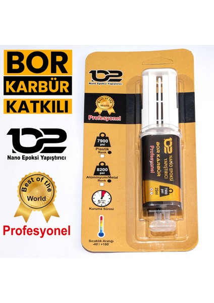 Nano Çok Güçlü Epoksi Plastik Yapıştırıcı Bor KArbür Katkılı
