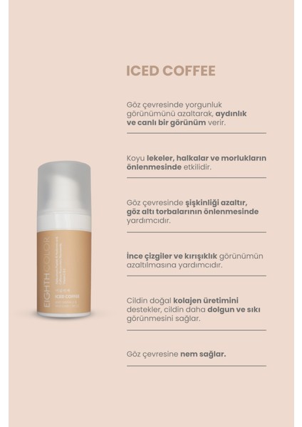Iced Coffee - Anti-Aging, Nemlendirici ve Aydınlatıcı Göz Çevresi Kremi modelleri