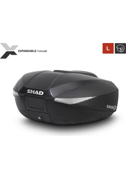 Motosiklet Arka Çanta Siyah Carbon Üç Kademeli Genişleyebilir Model Motor Arka Topcase 58LT