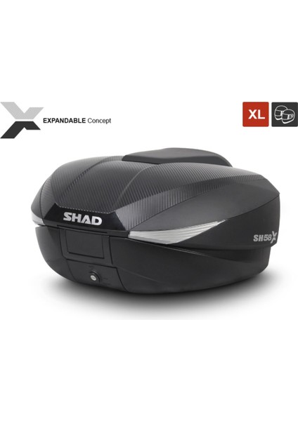 Motosiklet Arka Çanta Siyah Carbon Üç Kademeli Genişleyebilir Model Motor Arka Topcase 58LT fiyatları