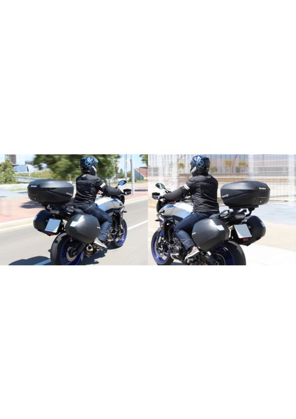Motosiklet Arka Çanta Siyah Carbon Üç Kademeli Genişleyebilir Model Motor Arka Topcase 58LT indirimleri