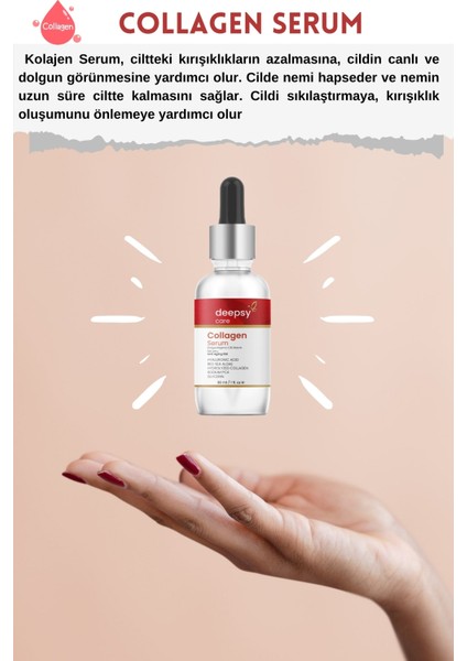 Deepsy Care 3'lü Cilt Bakım Serum Seti ( Hyaluronic Acid + C Vitamini + Collagen Serum