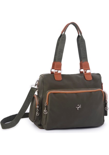 Kadın Büyük Boy Omuz Çantası Yeşil Taba Buzzy (En :37 ,boy :30 Cm)