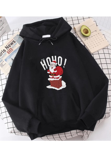 Noel Baba Selfie Hoho Kapşonlu Sweatshirt