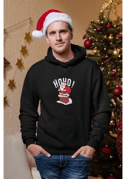 Noel Baba Selfie Hoho Kapşonlu Sweatshirt