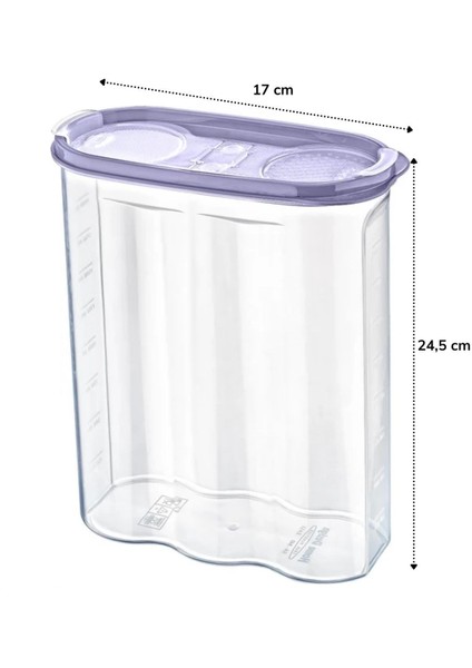 2 Kapaklı Ölçekli Erzak Kuru Gıda Saklama Kutusu Kabı 2,4 Litre-SA940 (3791)