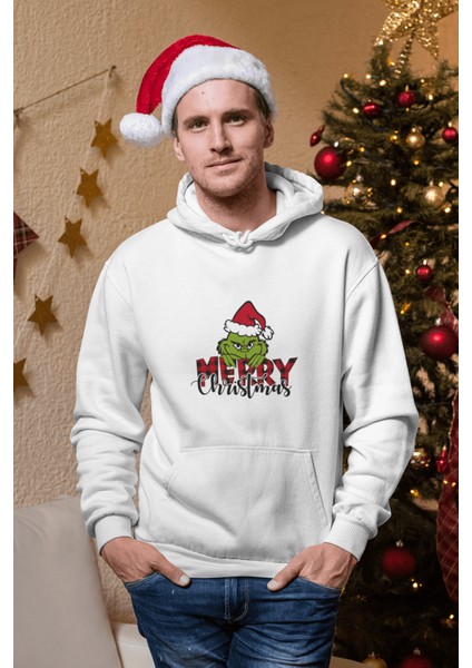 Grinch Merry Christmas Kapşonlu Sweatshirt modelleri