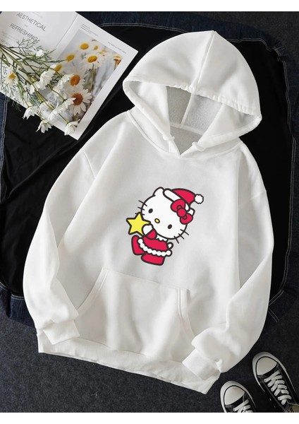 Hello Kitty Merry Christmas Kapşonlu Sweatshirt