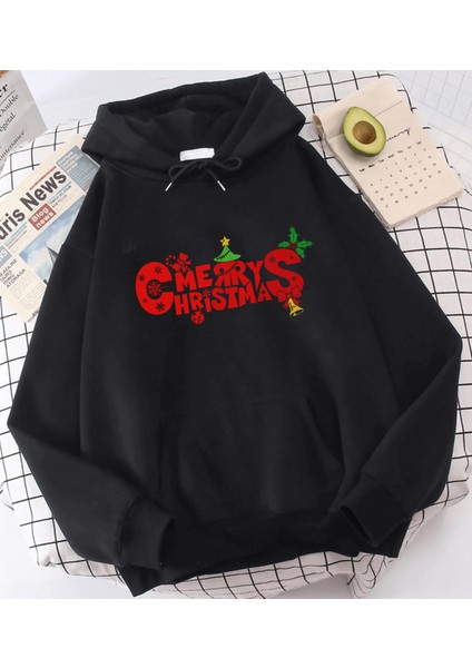 Christmas Yazılı Year Kapşonlu Sweatshirt