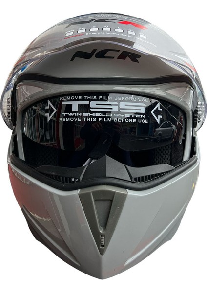 Motosiklet Ncr Çene Açılır Vizörlü Parlak Gri Kask modelleri