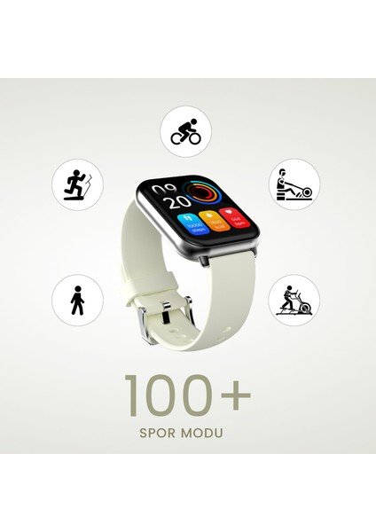 FutureFit Zone2 Bluetooth 5.2 IP68 Su Geçirmez 1.96 inç Arama Özellikli iOS&Android Uyumlu Nabız Spor Kan Oksijen Takibi 50mm Akıllı Saat Uzay Grisi