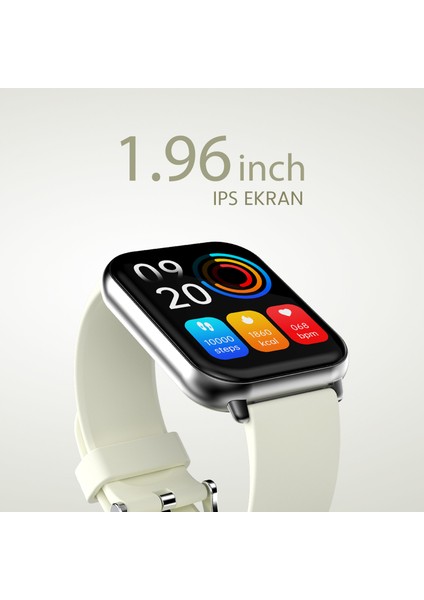 FutureFit Zone2 Bluetooth 5.2 IP68 Su Geçirmez 1.96 inç Arama Özellikli iOS&Android Uyumlu Nabız Spor Kan Oksijen Takibi 50mm Akıllı Saat Uzay Grisi
