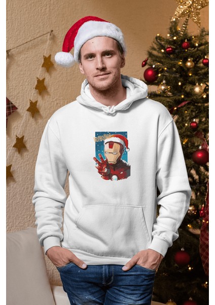 Iron Man Hohoho Kapşonlu Sweatshirt modelleri