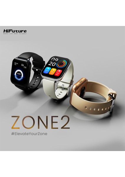 FutureFit Zone2 Bluetooth 5.2 IP68 Su Geçirmez 1.96 inç Arama Özellikli iOS&Android Uyumlu Nabız Spor Kan Oksijen Takibi 50mm Akıllı Saat Siyah