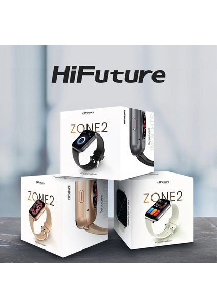 FutureFit Zone2 Bluetooth 5.2 IP68 Su Geçirmez 1.96 inç Arama Özellikli iOS&Android Uyumlu Nabız Spor Kan Oksijen Takibi 50mm Akıllı Saat Siyah