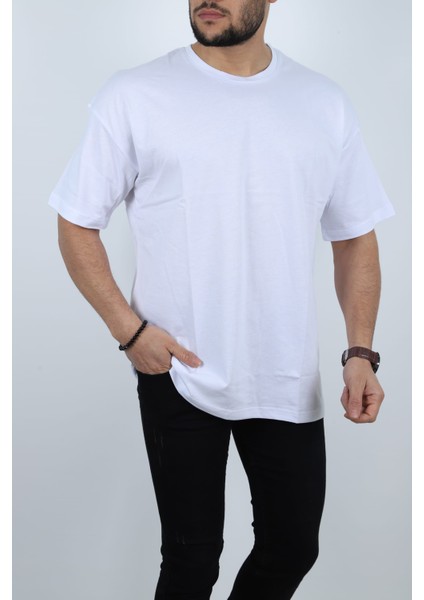 Erkek Basic %100 Pamuklu Bisiklet Yaka Oversize Kısa Kollu T-Shirt fiyatları