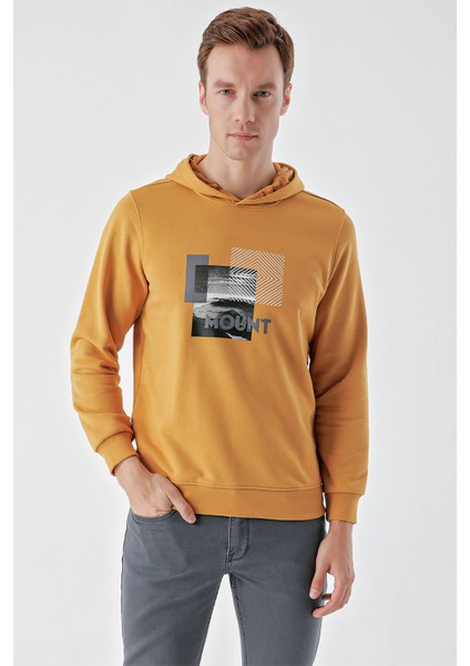 Erkek Hardal Sarısı Kapüşonlu Sweat-Shirt