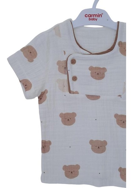 Erkek Bebek Müslin Ikili Ayıcıklı Gömlek Şortlu Takım modelleri