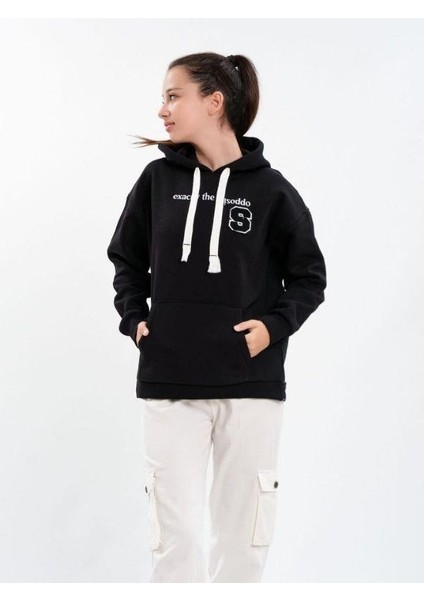 Çocuk Kapüşonlu Sırtı Kot Detaylı Sweatshirt