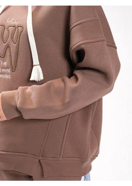 Kız Çocuk Pamuklu Kapüşonlu Yırtmaçlı Yarasa Kol Şardonlu Sweatshirt fiyatları