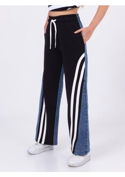Kız Çocuk Şeritli Bol Paça Denim Pantolon fırsatları