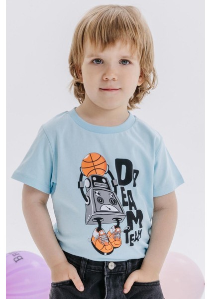 Erkek Çocuk Pamuklu Rahat Kesim Robot Baskılı Tshirt fırsatları