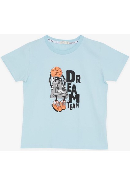 Erkek Çocuk Pamuklu Rahat Kesim Robot Baskılı Tshirt indirimleri