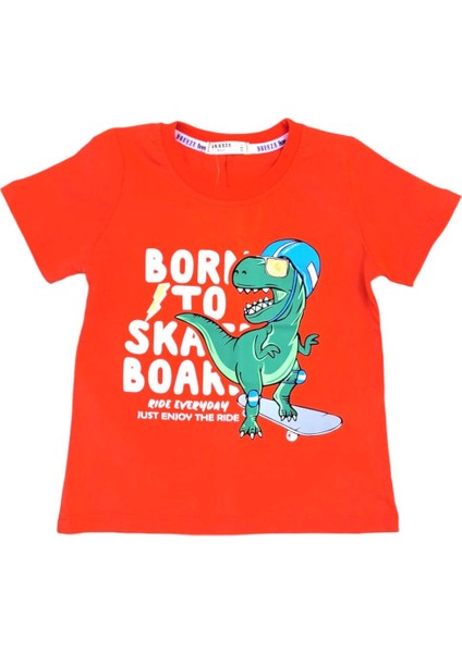 Erkek Çocuk Pamuklu Rahat Kesim Dinazor Baskılı Tshirt fiyatları