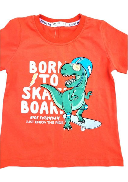 Erkek Çocuk Pamuklu Rahat Kesim Dinazor Baskılı Tshirt fırsatları