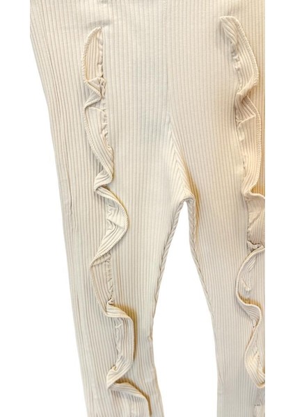 Kız Çocuk Pamuklu, Esnek Yüksek Bel Fırfırlı Yırtmaçlı Pantolon Tayt modelleri