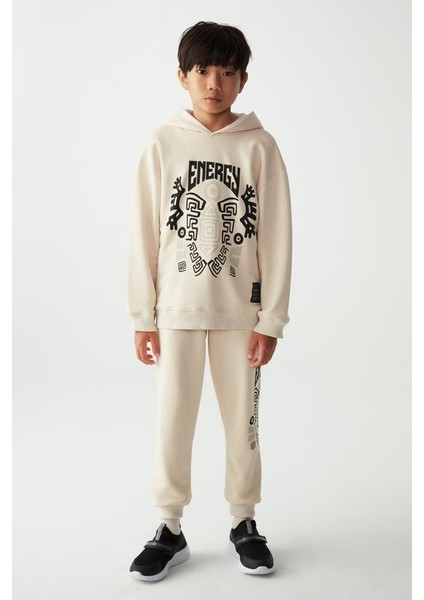 Erkek Çocuk Kapüşonlu Energy Baskılı Sweatshirt