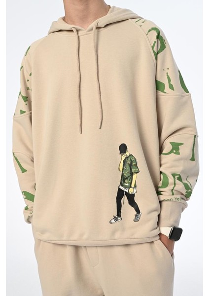 Erkek Çocuk Kamuflaj Baskılı Kapüşonlu Sweatshirt