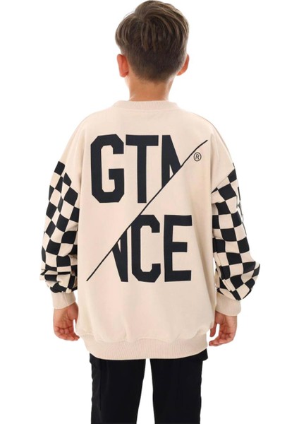 Erkek Çocuk East Coast Yazılı Kolları Dama Desenli Sweatshirt indirimleri