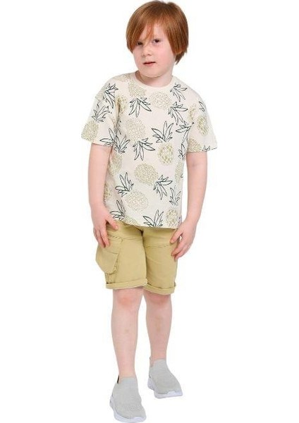 Erkek Çocuk Pamuklu Ananas Baskılı Tshirt