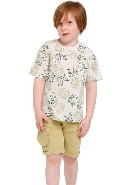 Erkek Çocuk Pamuklu Ananas Baskılı Tshirt modelleri