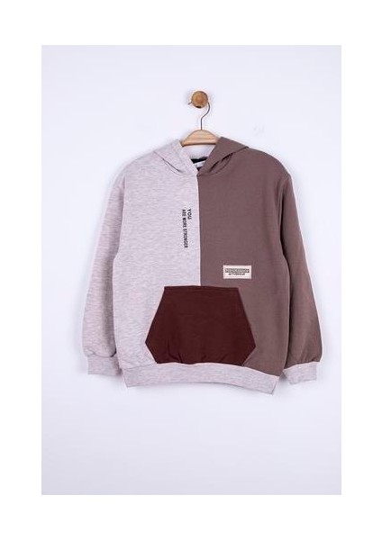 Erkek Çocuk Kapüşonlu Kanguru Cepli Renk Bloklu Sweatshirt indirimleri