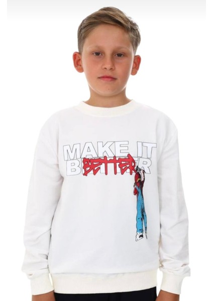 Erkek Çocuk Make It Better Yazılı Sweatshirt