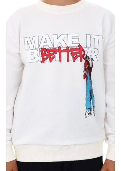 Erkek Çocuk Make It Better Yazılı Sweatshirt