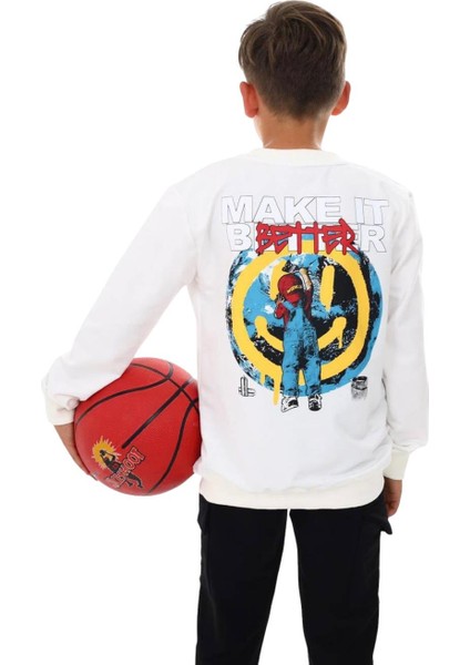 Erkek Çocuk Make It Better Yazılı Sweatshirt