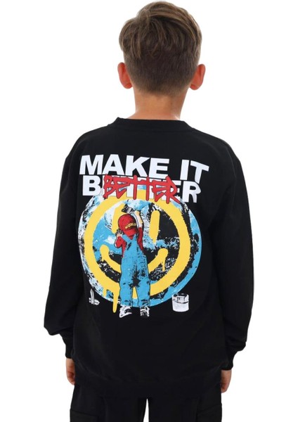 Erkek Çocuk Make It Better Yazılı Sweatshirt